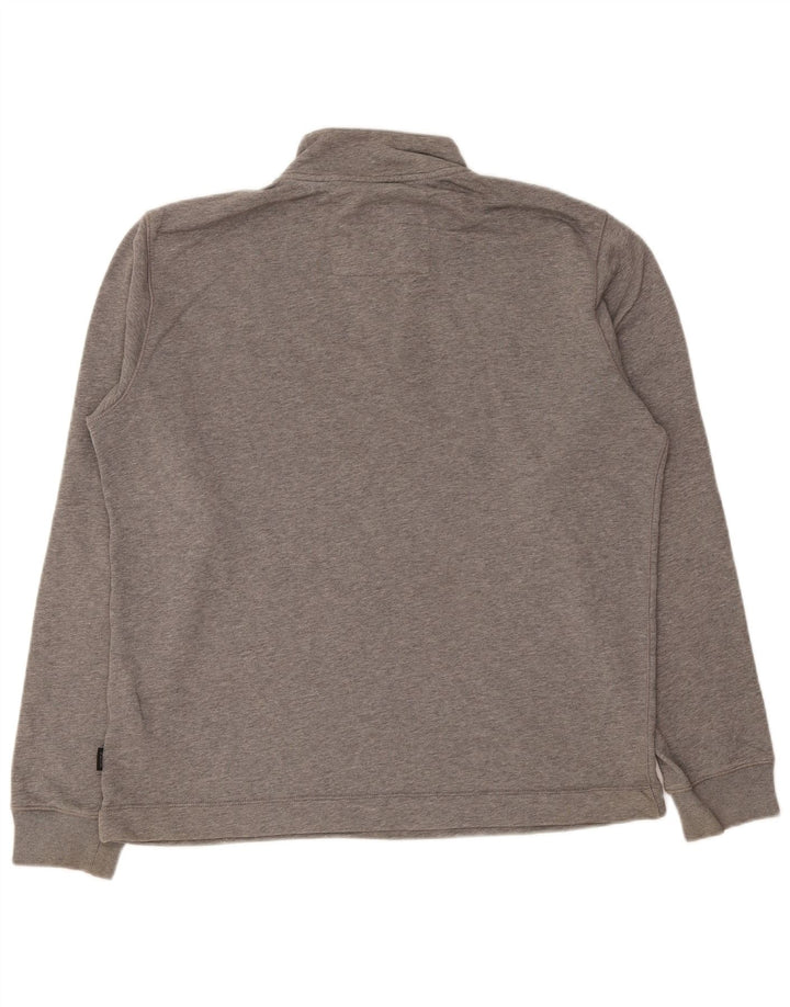 Felpa da uomo Hugo Boss con collo abbottonato, maglione grande, cotone grigio
