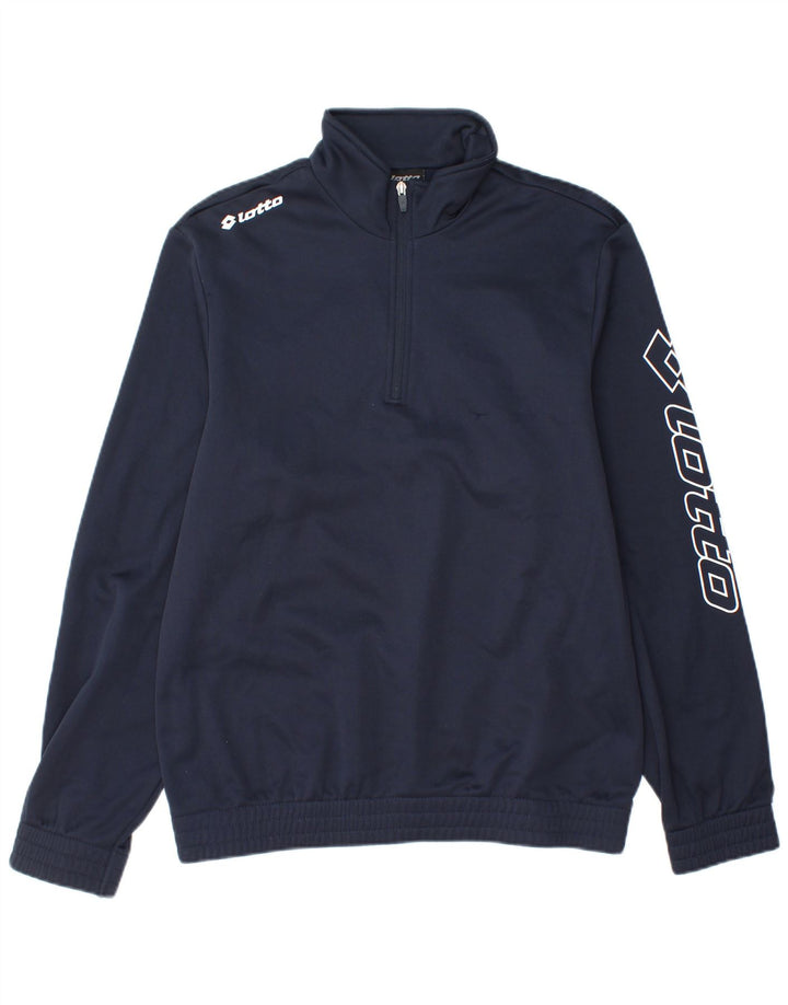 Top da tuta da uomo Lotto con grafica e collo con zip, blu navy medio