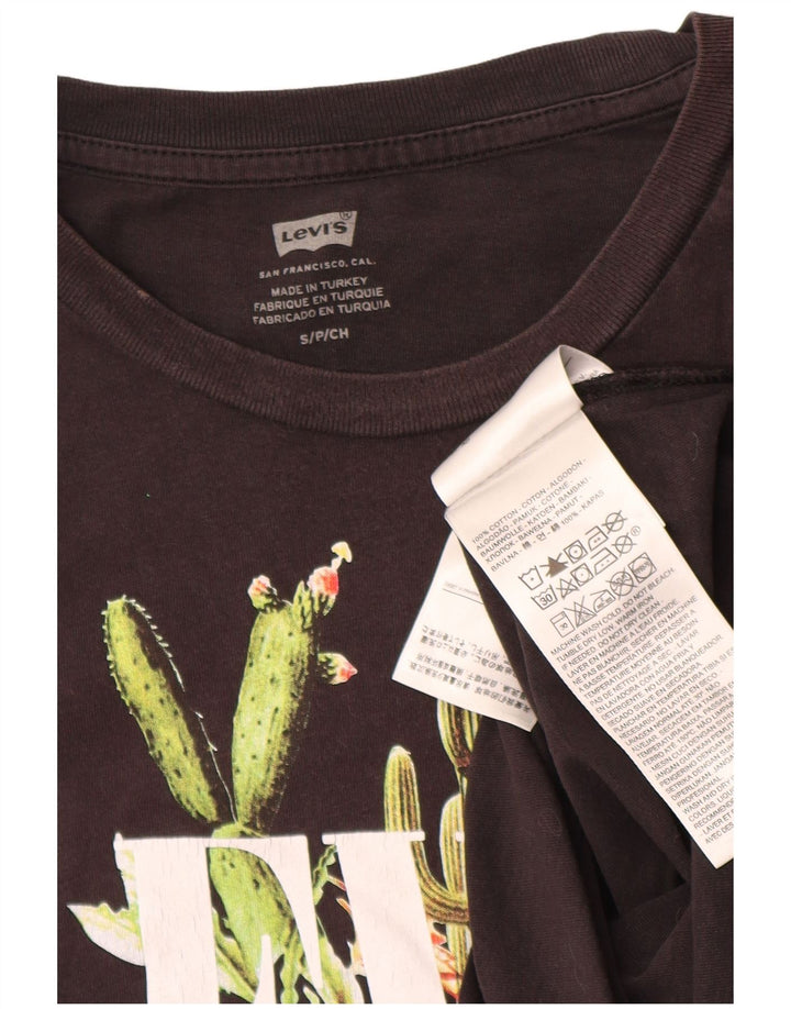 Levi's T-shirt grafica oversize da donna Top UK 10 Small Cotone nero
