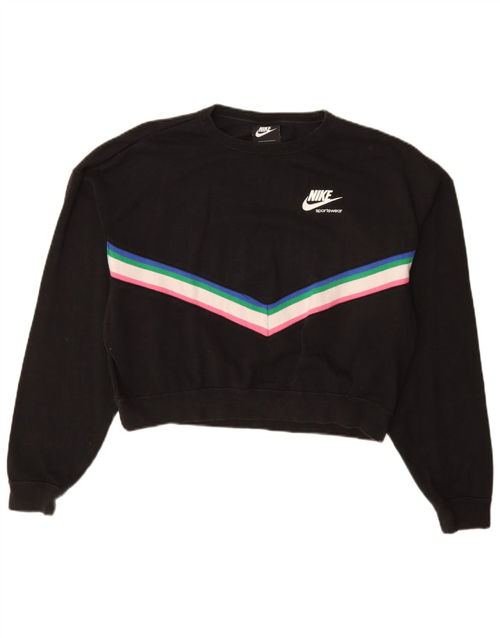 NIKE Felpa con grafica oversize da donna UK 10 Small Nera
