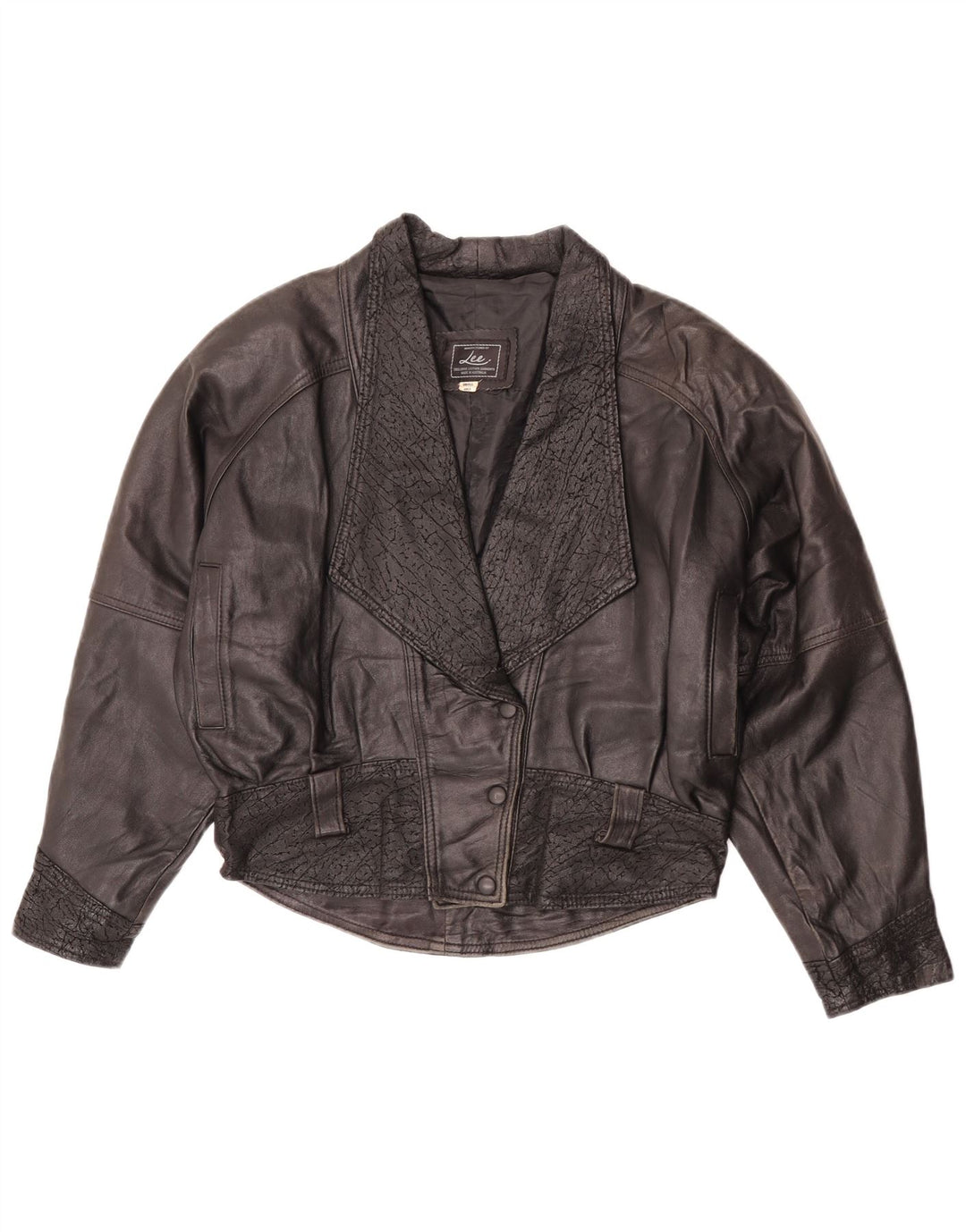 Giacca in pelle oversize da donna Lee UK 10 piccola in pelle nera