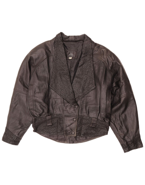 Giacca in pelle oversize da donna Lee UK 10 piccola in pelle nera