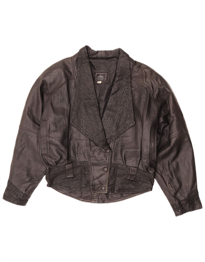 Giacca in pelle oversize da donna Lee UK 10 piccola in pelle nera