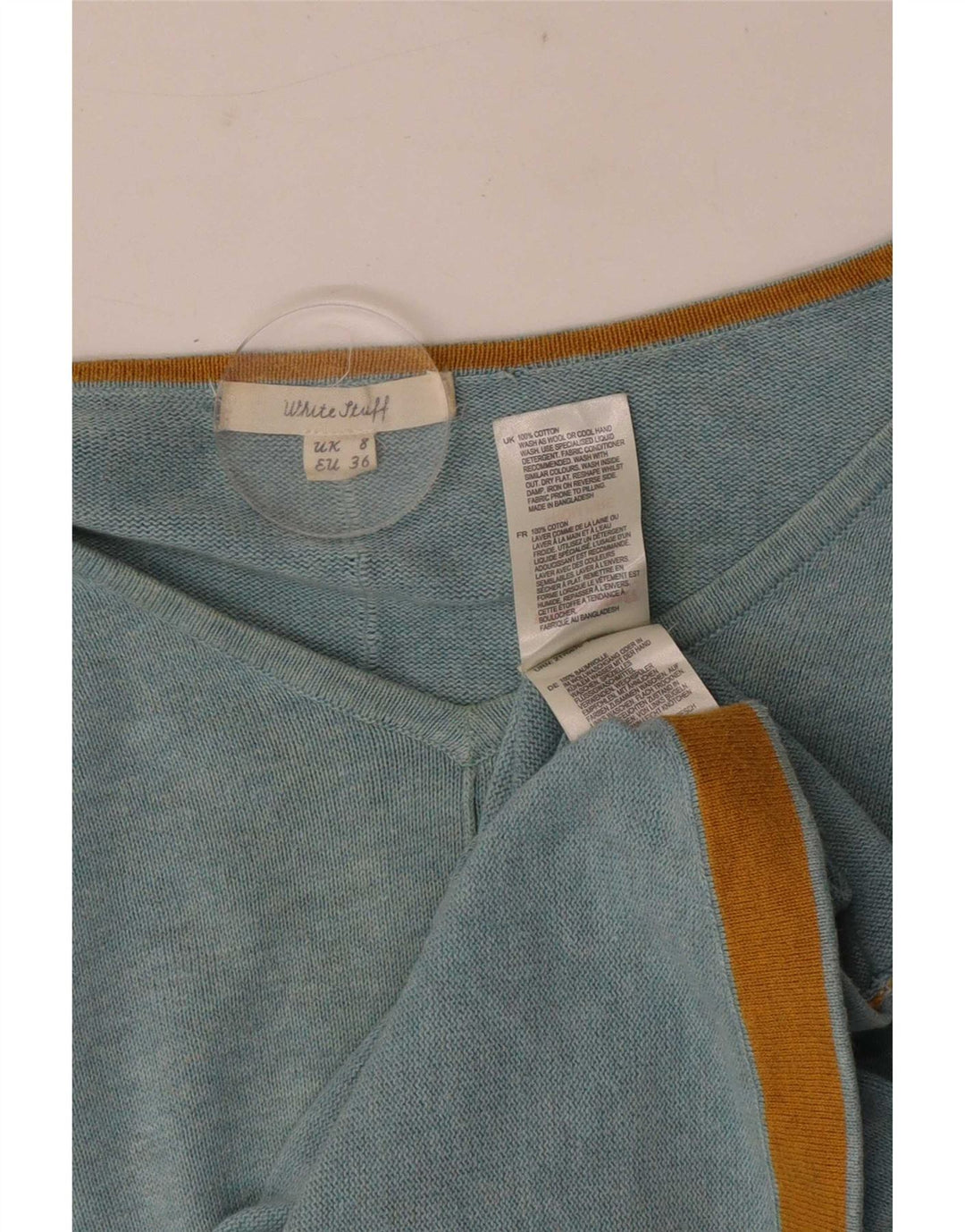 Maglione maglione con scollo a V da donna White Stuff UK 8 piccolo cotone blu
