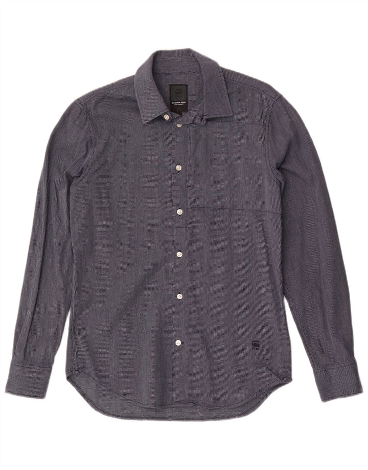 Camicia da uomo G-Star in cotone geometrico blu navy medio