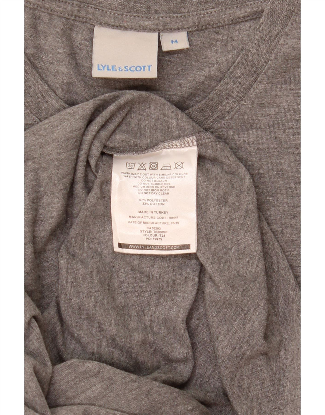 T-shirt da uomo Lyle & Scott Top in poliestere chiazzato grigio medio
