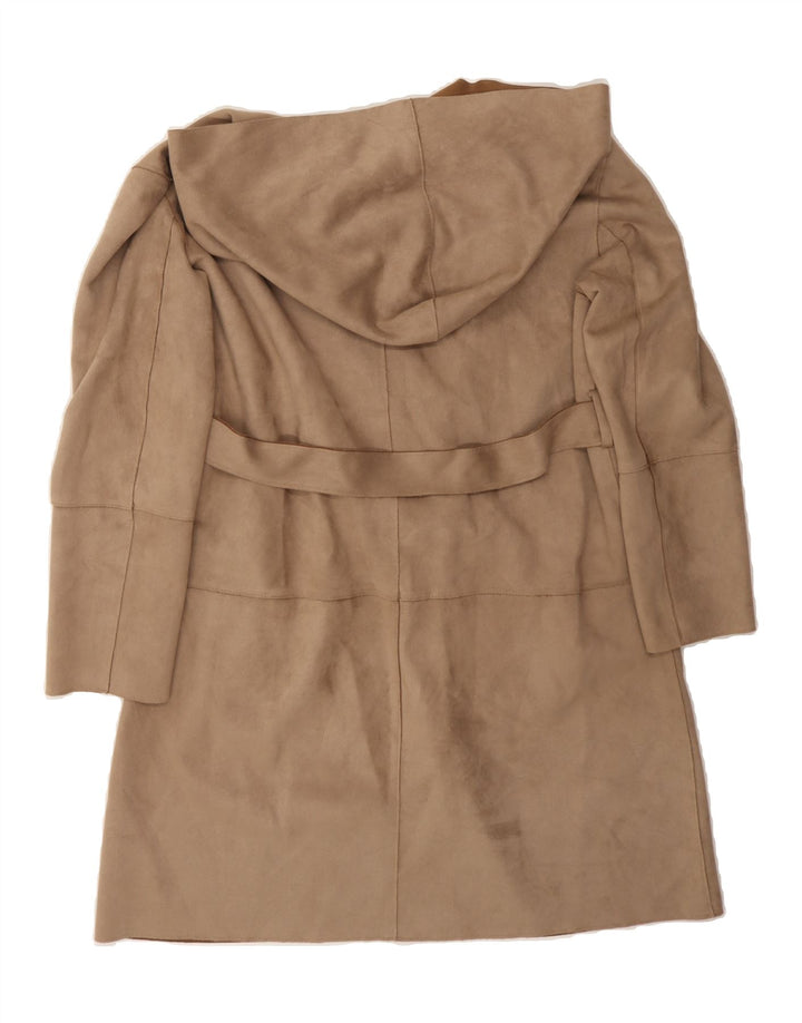 ZARA Womens Hooded Overcoat UK 14 Medium Beige Polyester Vintage Zara and Second-Hand Zara from Messina Hembry 