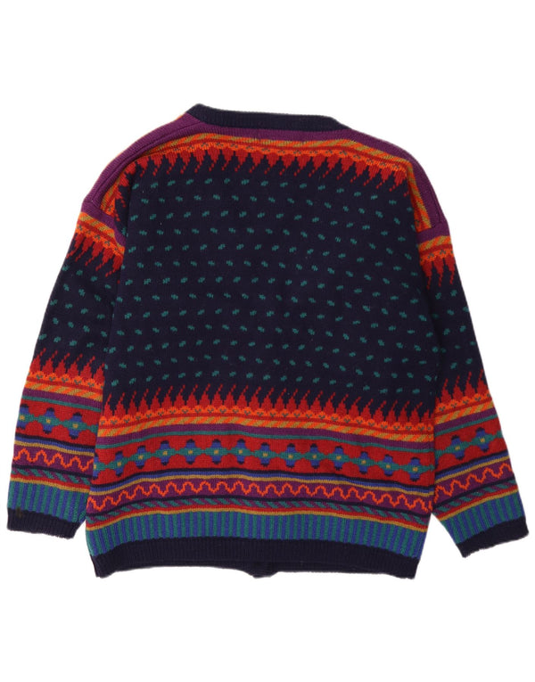Maglione cardigan da donna Tulchan UK 14 Lana geometrica multicolore media