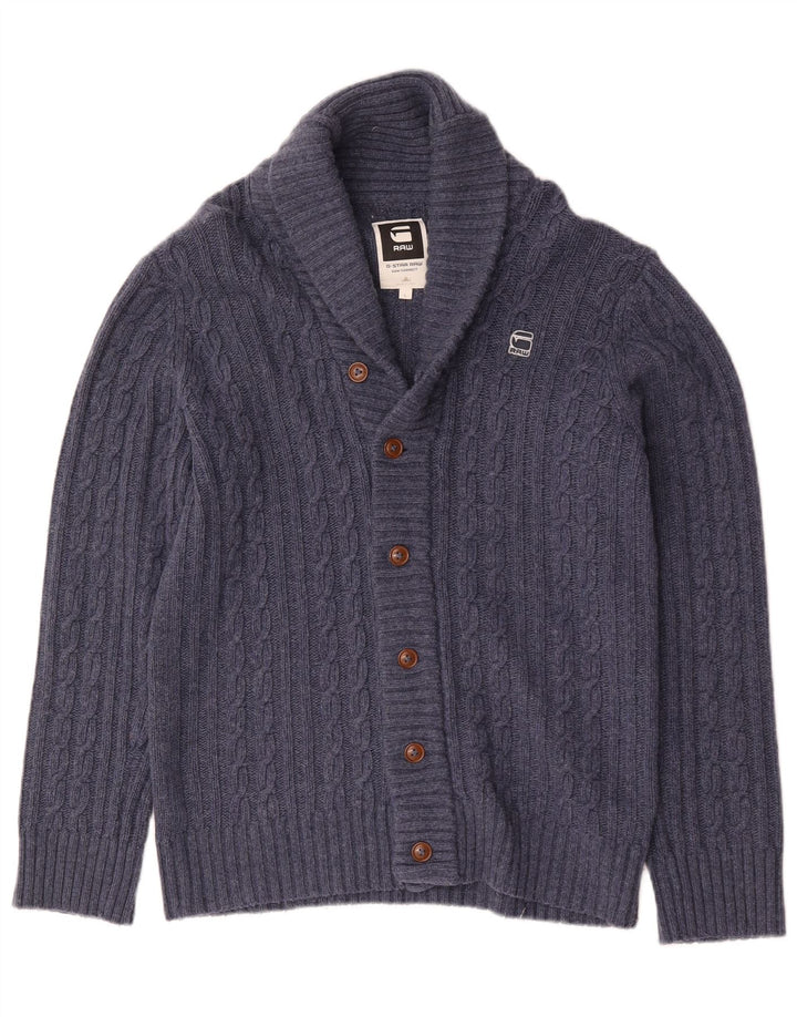 Maglione cardigan da uomo G-Star grande lana blu navy