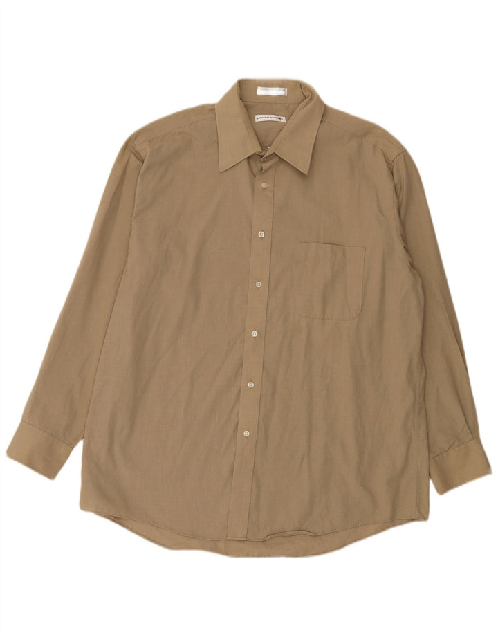 Camicia da uomo Pierre Cardin taglia 16 1/2 grande poliestere marrone