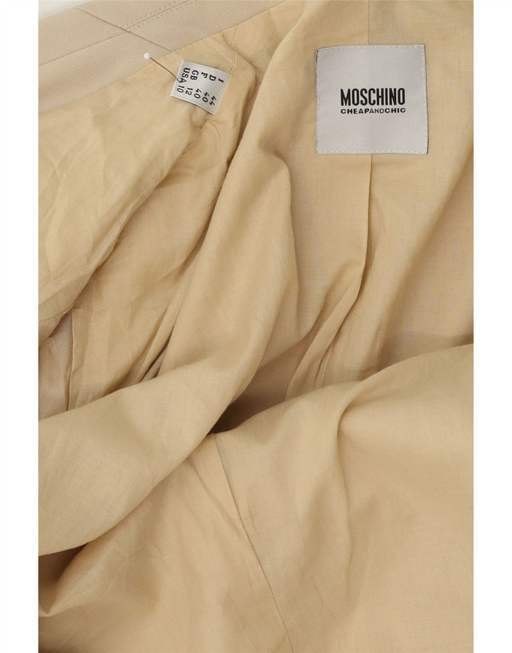 MOSCHINO Womens 3 Button Blazer Jacket UK 12 Medium Beige Acetate Vintage Moschino and Second-Hand Moschino from Messina Hembry 