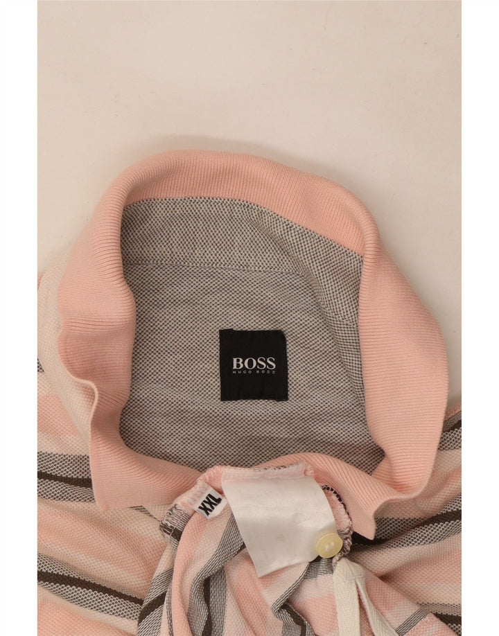 Polo da uomo Hugo Boss 2XL a righe rosa
