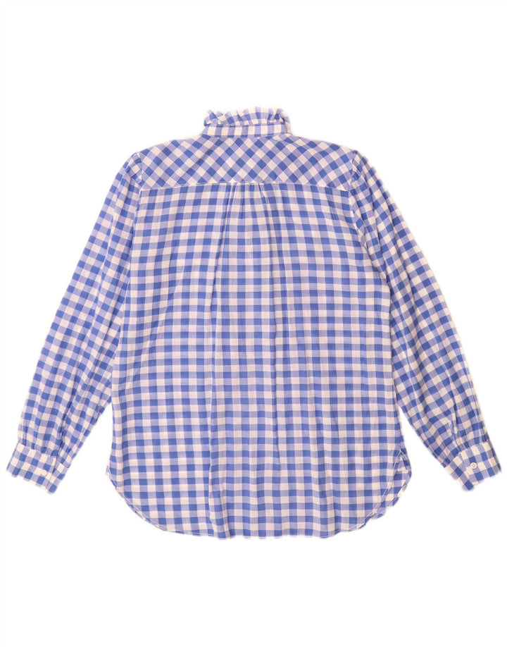 J. Crew Camicia da donna a maniche lunghe con volant sul davanti US 4 Small Blue Check