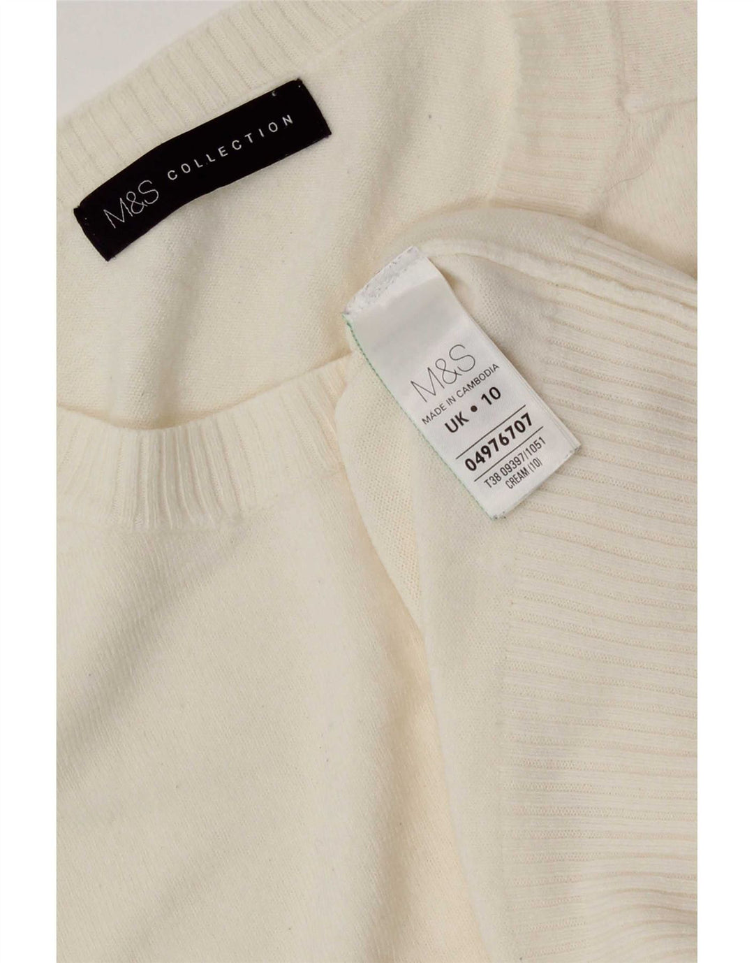 Maglione maglione girocollo da donna Marks & Spencer UK 10 piccolo bianco sporco