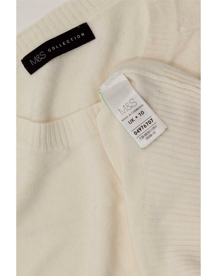 Maglione maglione girocollo da donna Marks & Spencer UK 10 piccolo bianco sporco