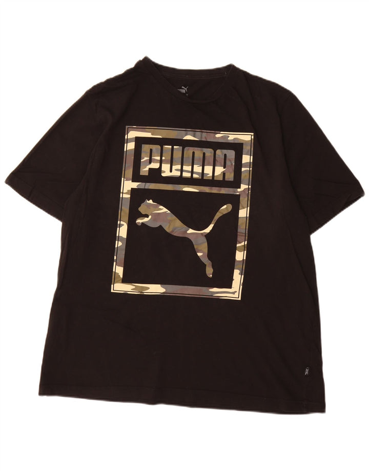 T-shirt grafica da uomo Puma Top XL in cotone nero