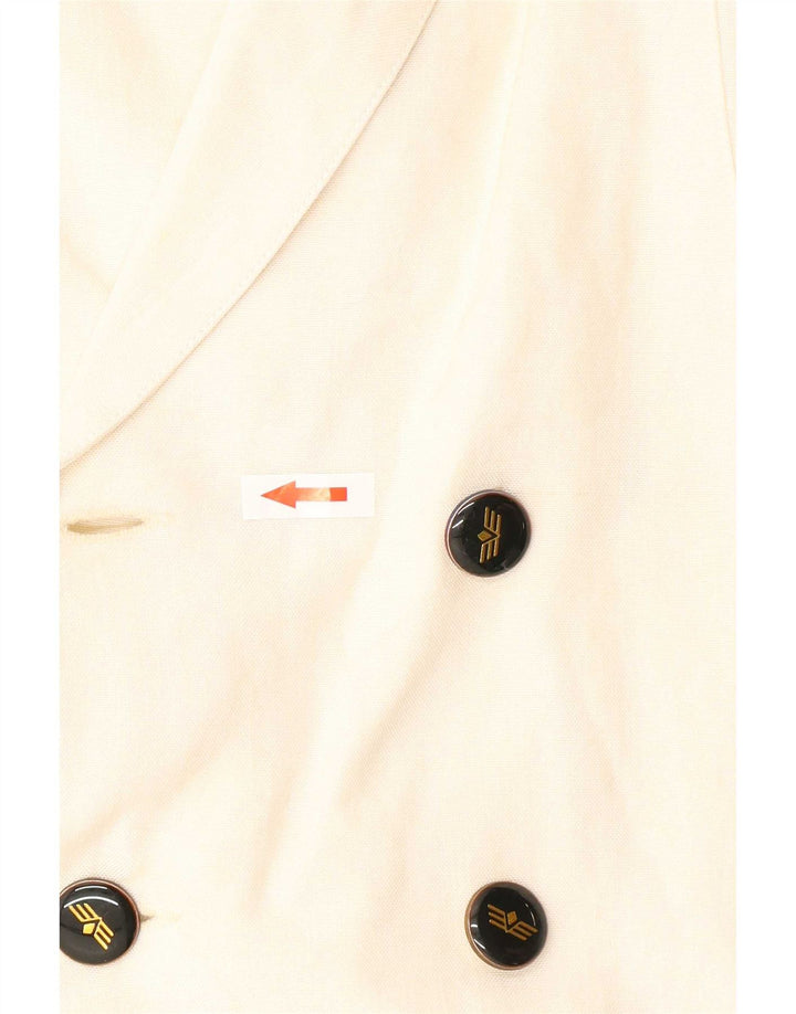 Giacca blazer doppiopetto vintage da donna EU 38 medio bianco sporco