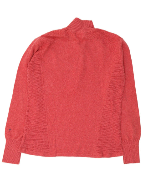 Maglione maglione da donna con collo con zip Eddie Bauer UK 18 XL cotone rosso
