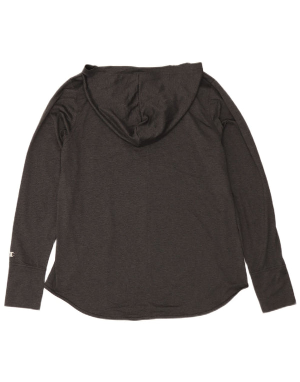 Maglietta grafica con cappuccio da donna Champion manica lunga UK 16 grande grigio