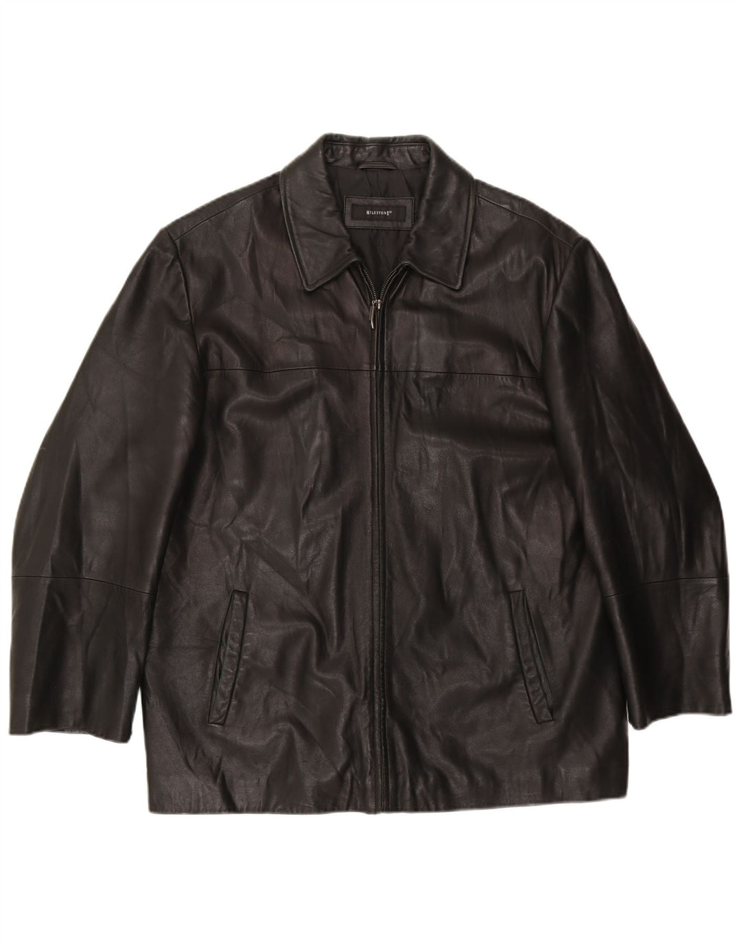 Giacca in pelle da uomo Milestone EU 56 3XL Pelle nera