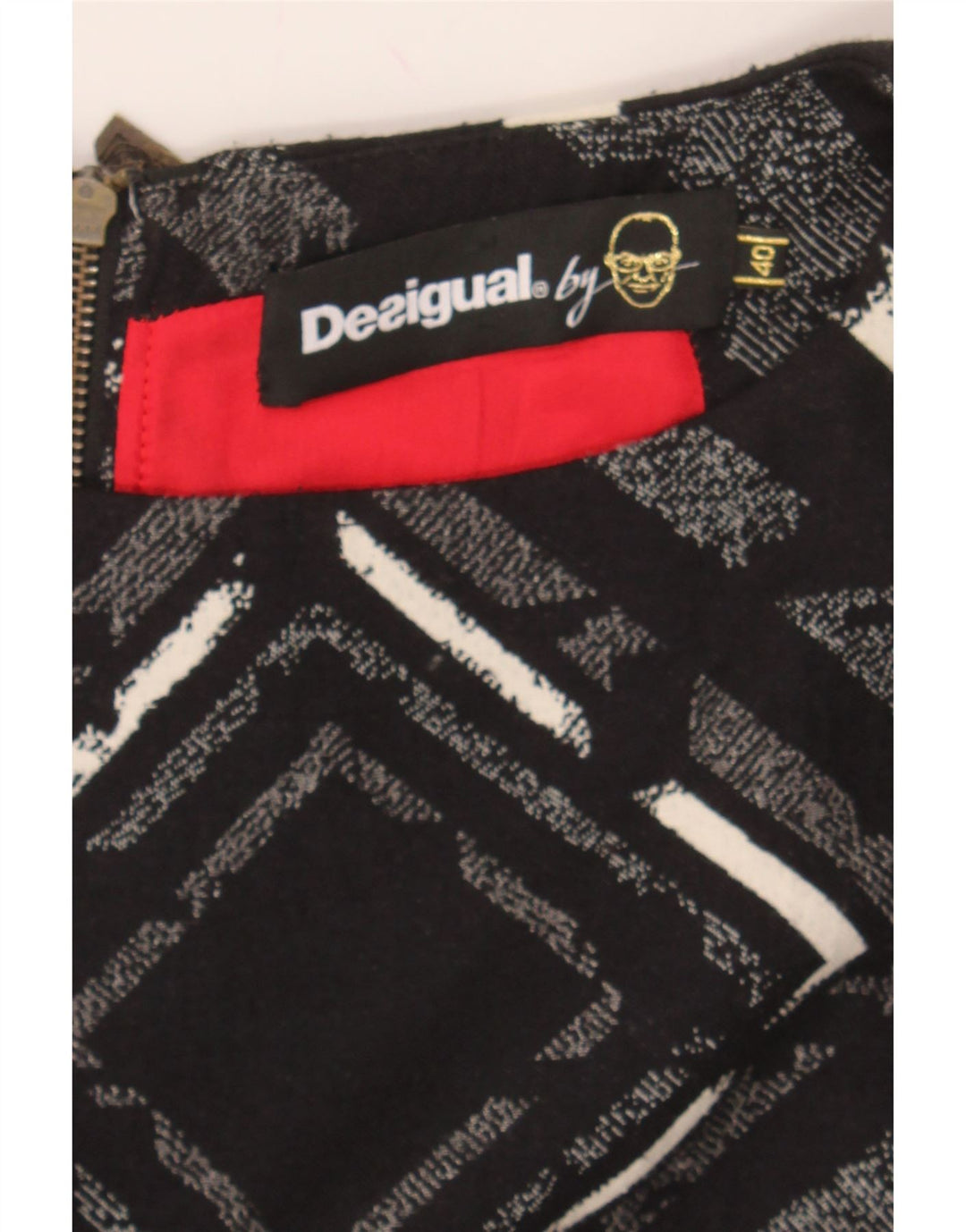 DESIGUAL Womens Sleeveless A-Line Dress EU 40 Medium Black Striped Vintage Desigual and Second-Hand Desigual from Messina Hembry 