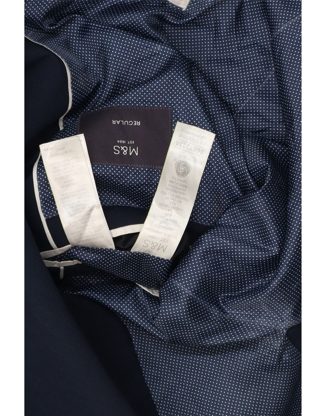 MARKS & SPENCER Giacca blazer da uomo a vestibilità regolare a 2 bottoni UK 44 XL Blu navy