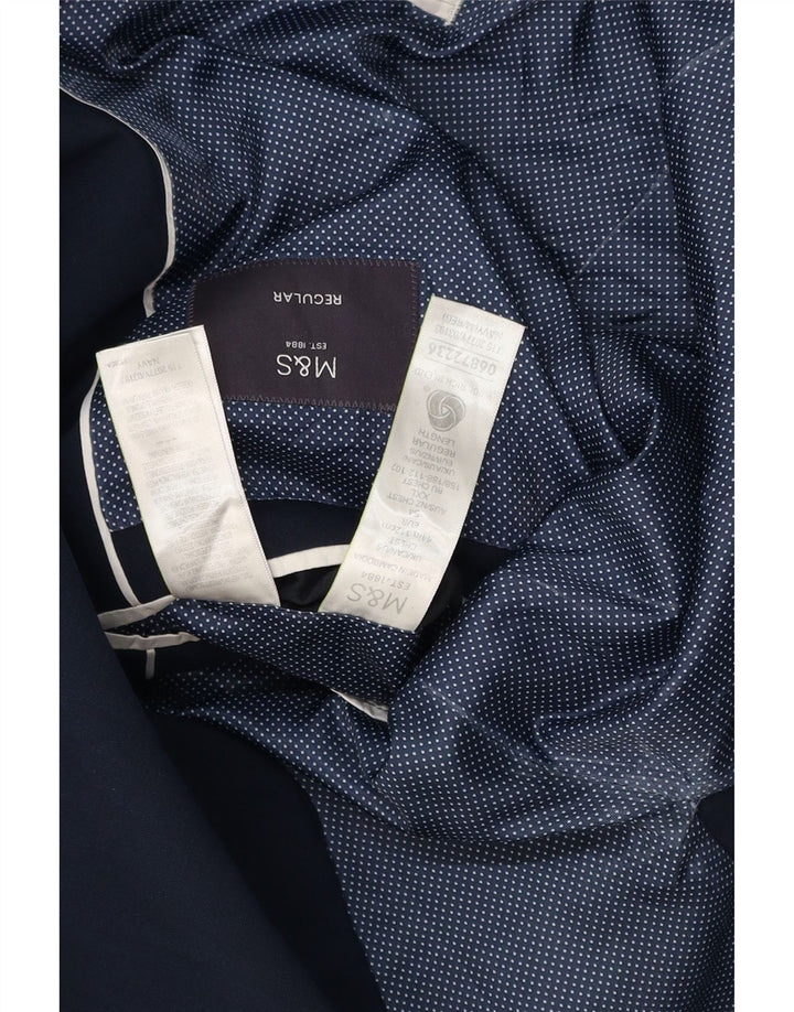 MARKS & SPENCER Giacca blazer da uomo a vestibilità regolare a 2 bottoni UK 44 XL Blu navy
