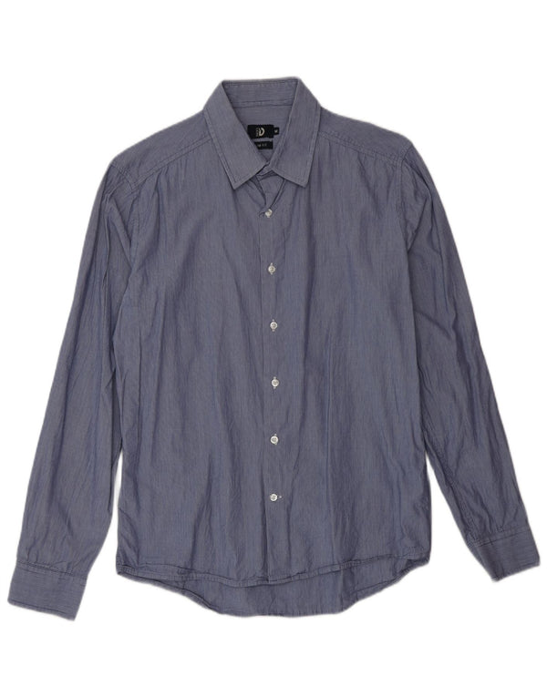 Camicia slim fit da uomo Dack's in cotone gessato blu medio