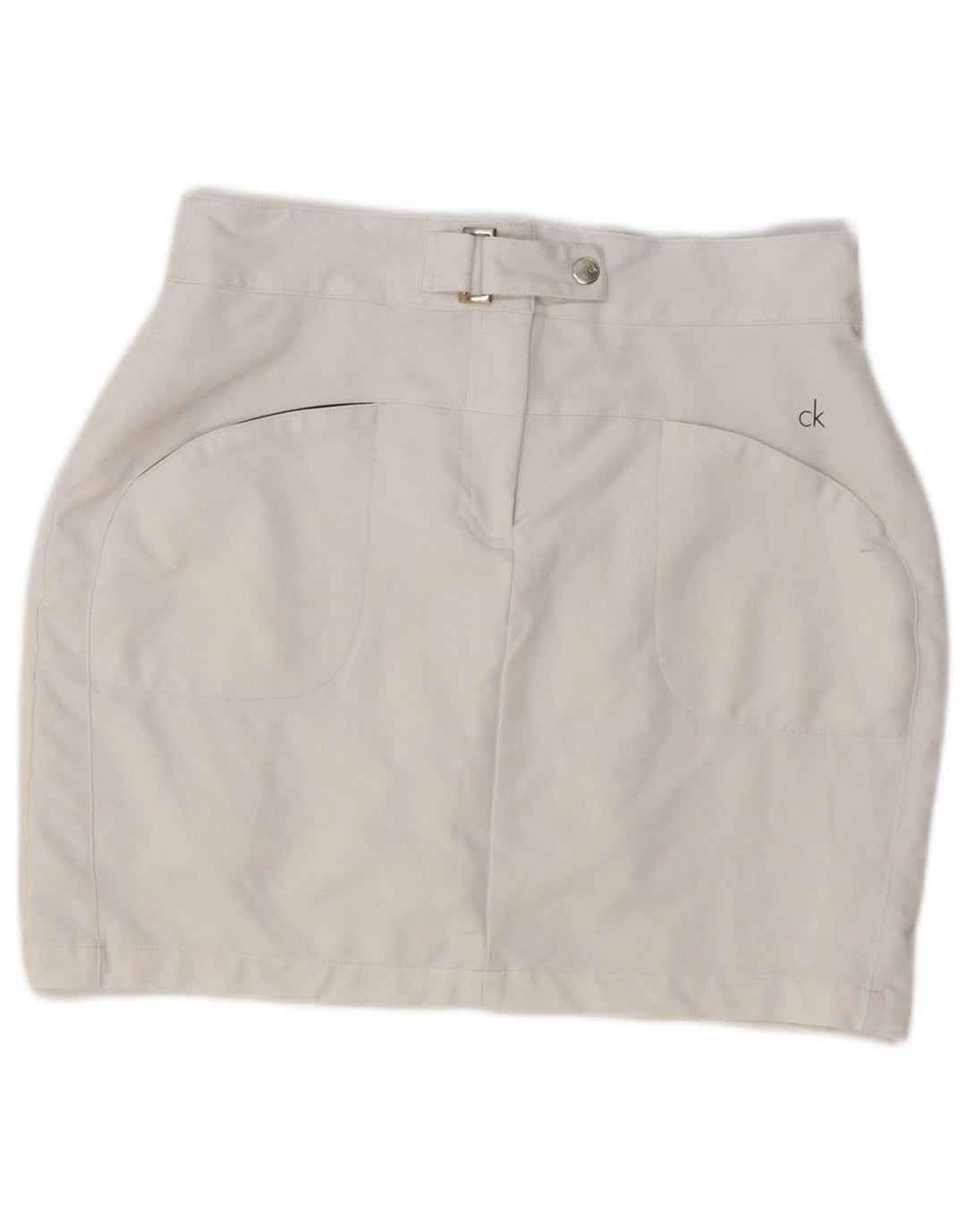 Minigonna da donna Calvin Klein UK 10 piccola W28 poliestere bianco
