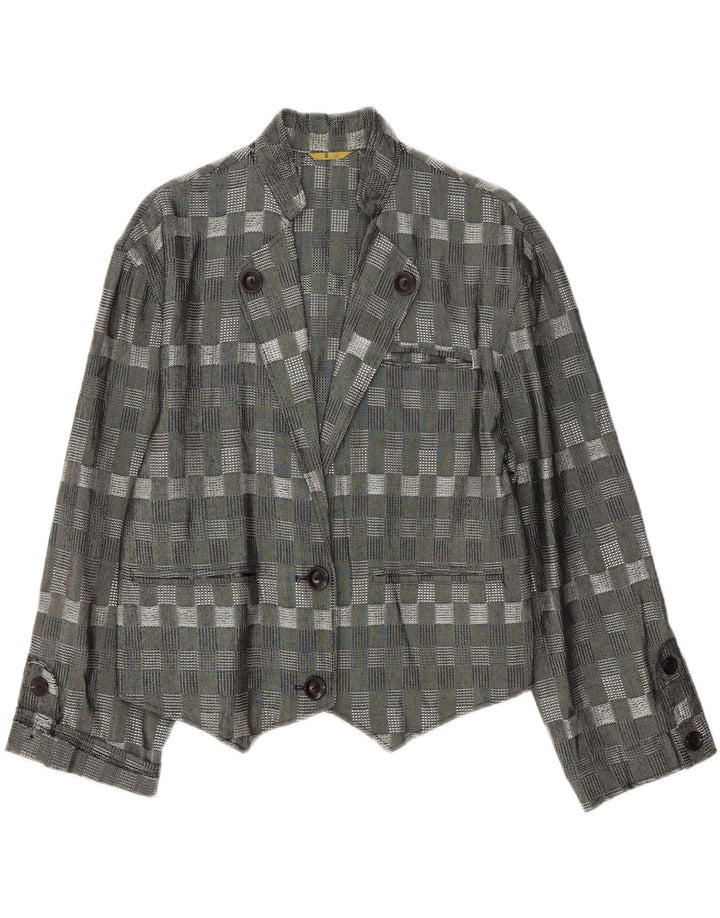 VINTAGE Womens Oversized 2 Button Blazer Jacket EU 36 Small Grey Check