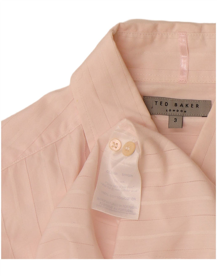 Camicia da uomo Ted Baker taglia 3 cotone a righe rosa medio