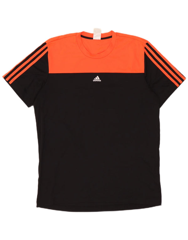 T-shirt grafica da uomo ADIDAS Top grande in poliestere color block nero