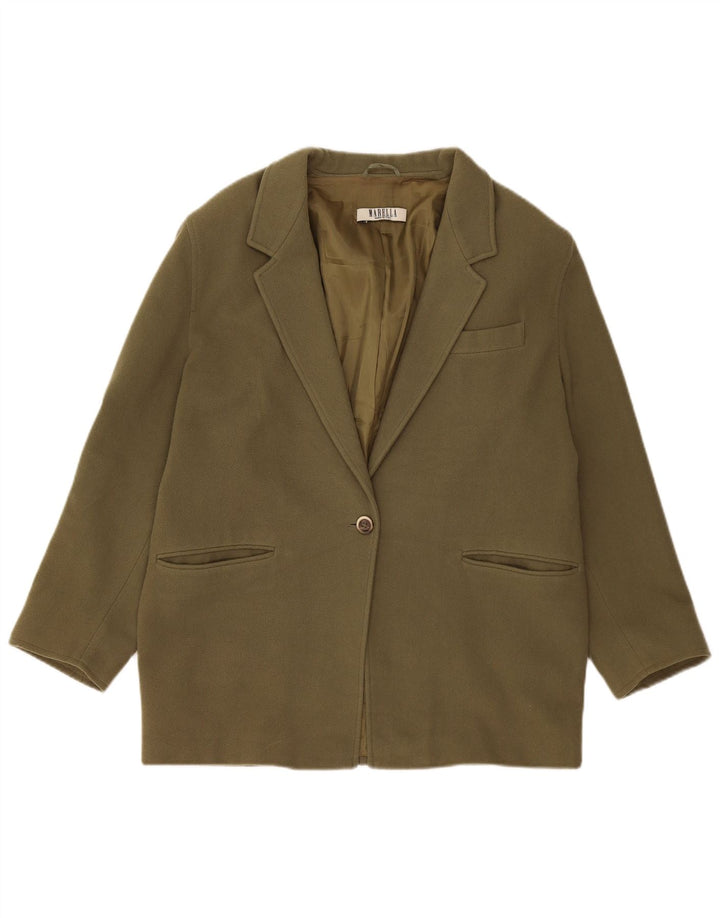 Giacca blazer da donna a 1 bottone Marella UK 16 grande cashmere kaki