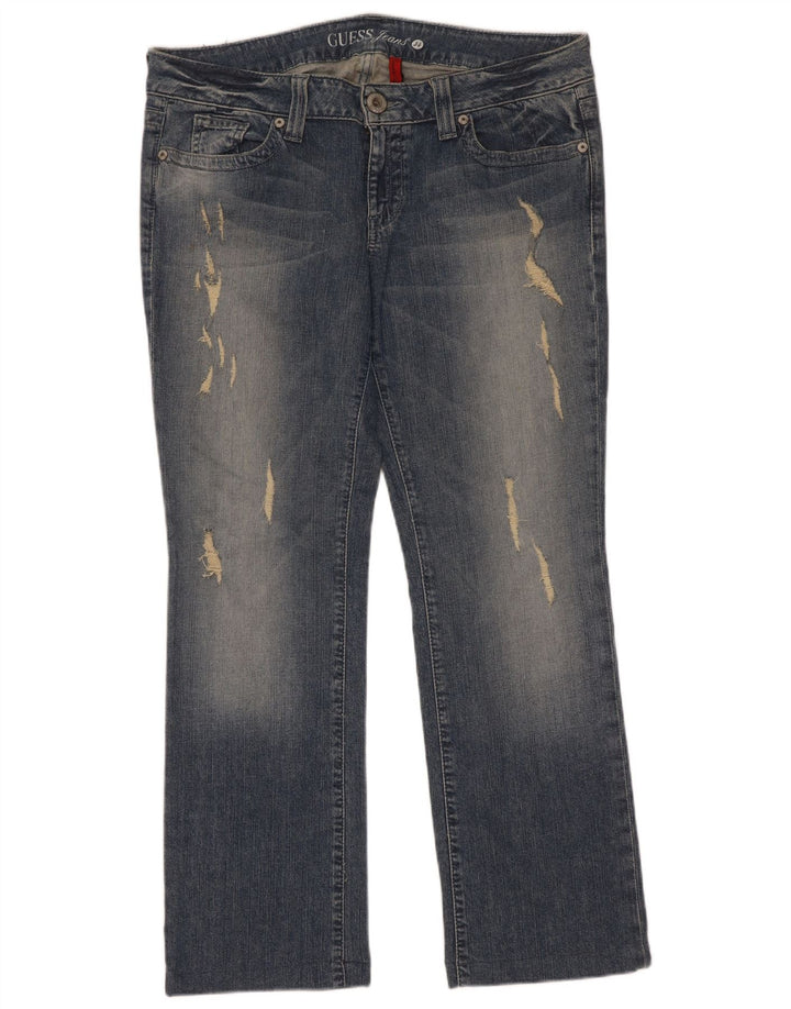 Jeans Bootcut invecchiati Guess da donna W34 L30 cotone blu