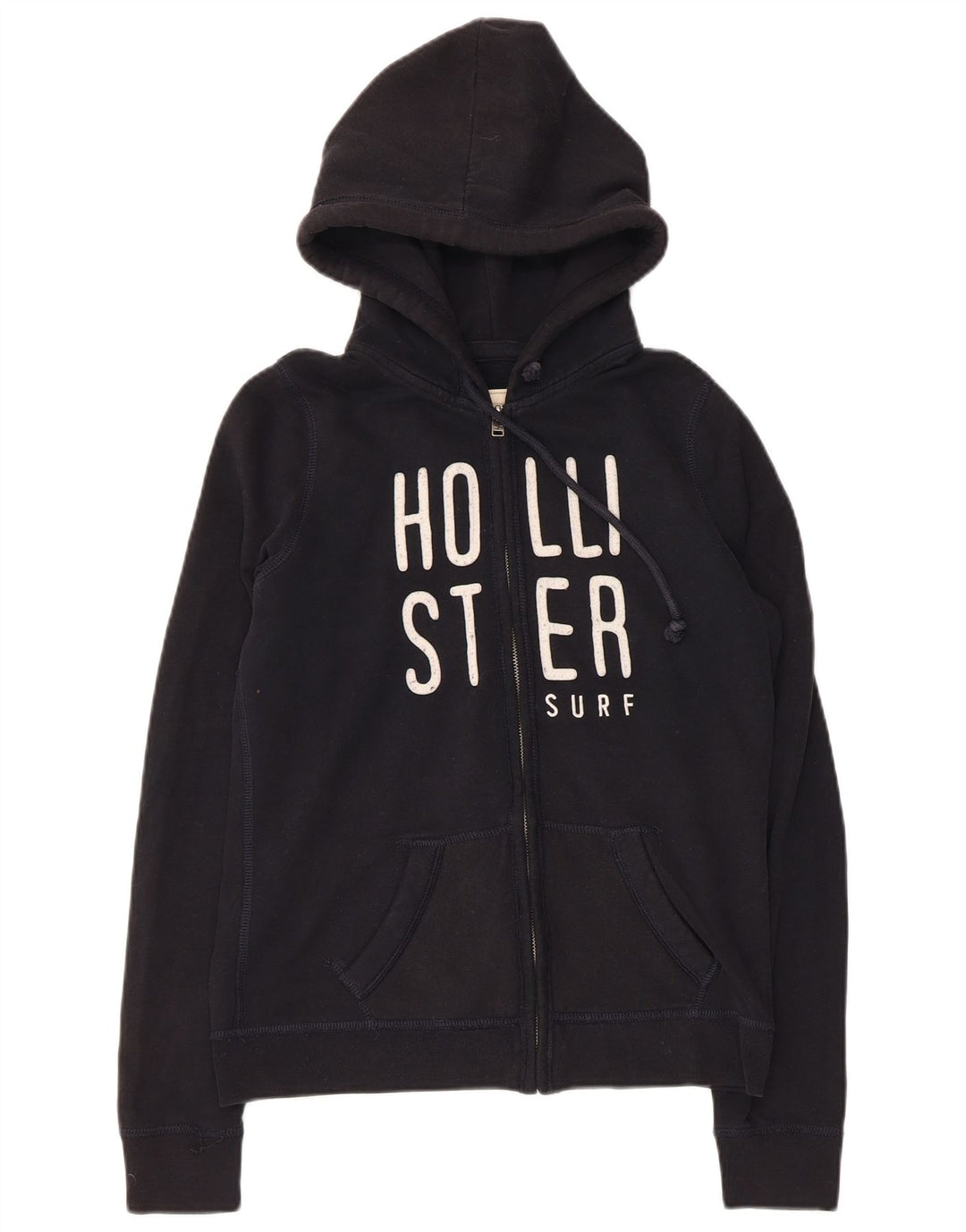 Maglione con cappuccio e zip grafica da donna HOLLISTER UK 12 medio nero