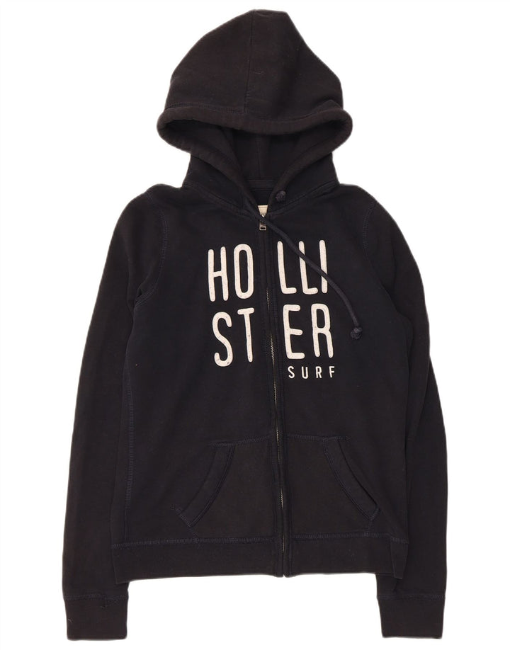 Maglione con cappuccio e zip grafica da donna HOLLISTER UK 12 medio nero