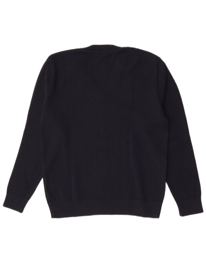 Maglione vintage da donna con scollo a V IT 42 blu navy medio