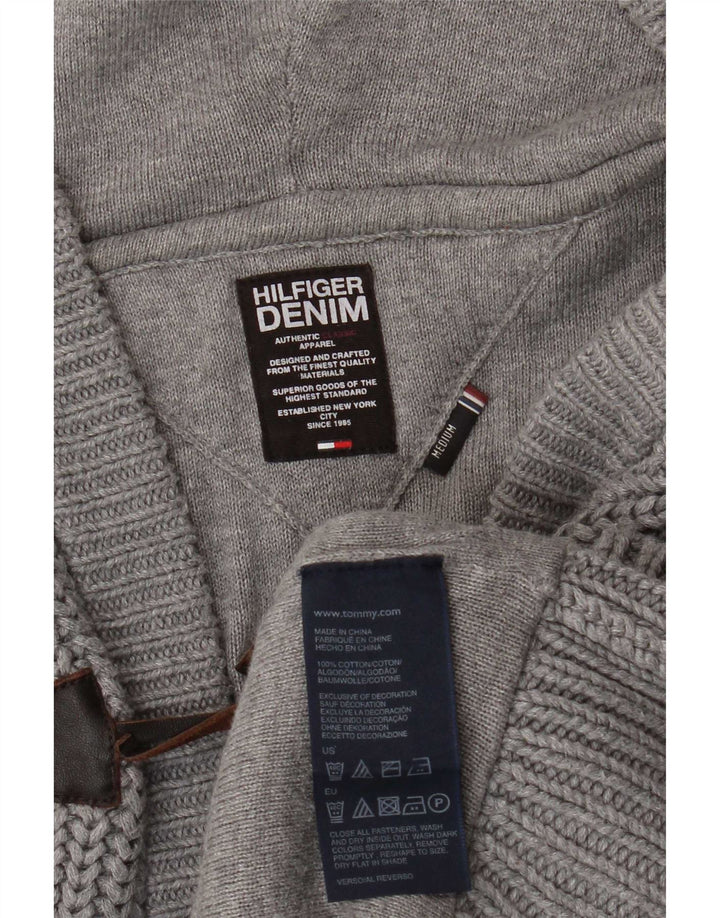Maglione cardigan con cappuccio da uomo Tommy Hilfiger in cotone grigio medio