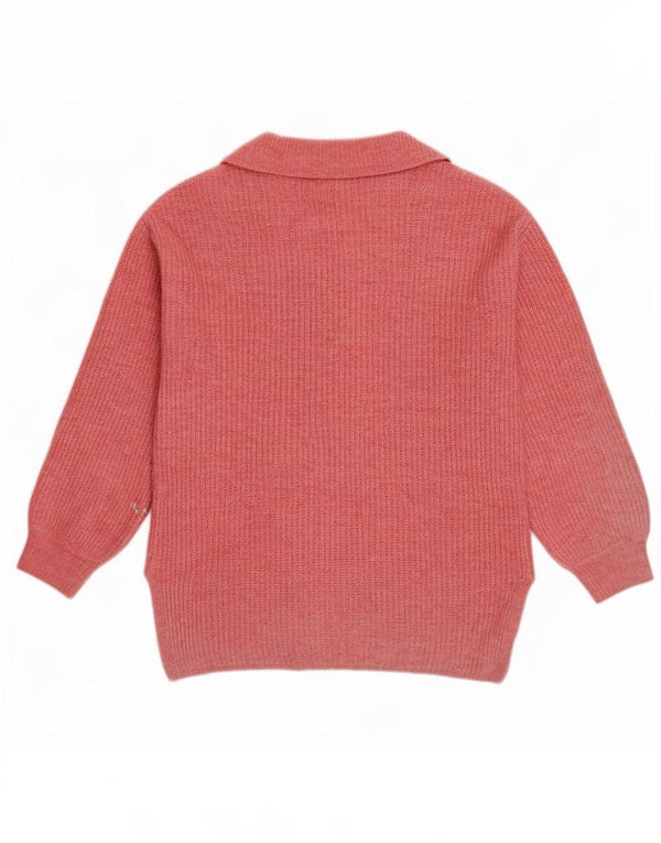 Maglione da donna Marks & Spencer con collo a polo UK 10 piccolo acrilico rosa
