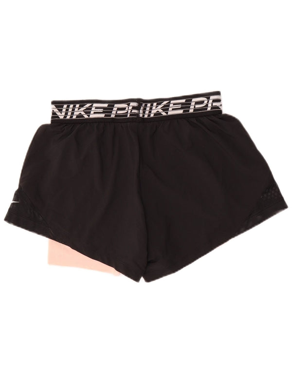 Pantaloncini sportivi Nike Dri Fit Graphic da donna UK 14 Medium Black Colourblock