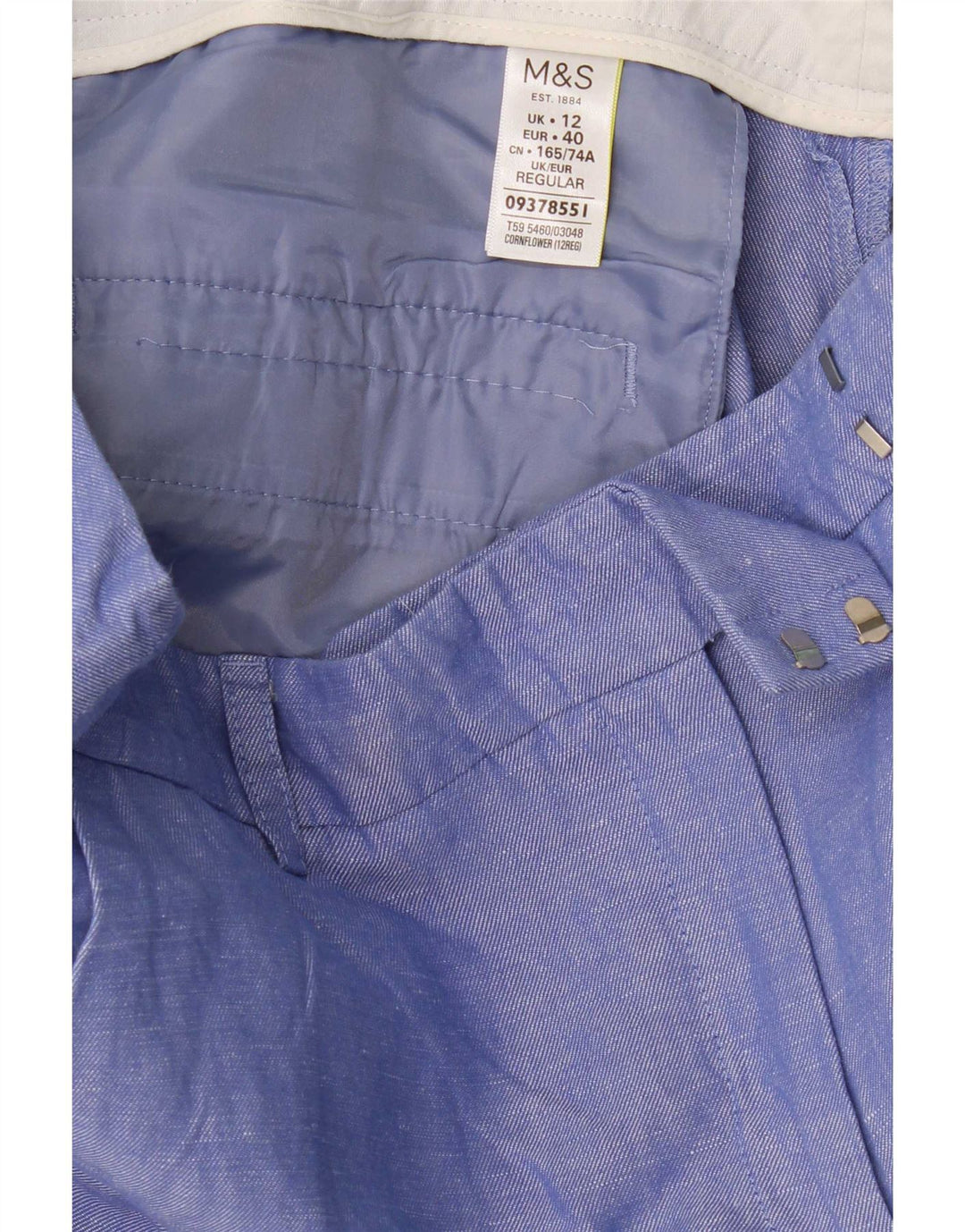 Pantaloni corti regolari da donna Marks & Spencer UK 12 medi W32 L26 Blu