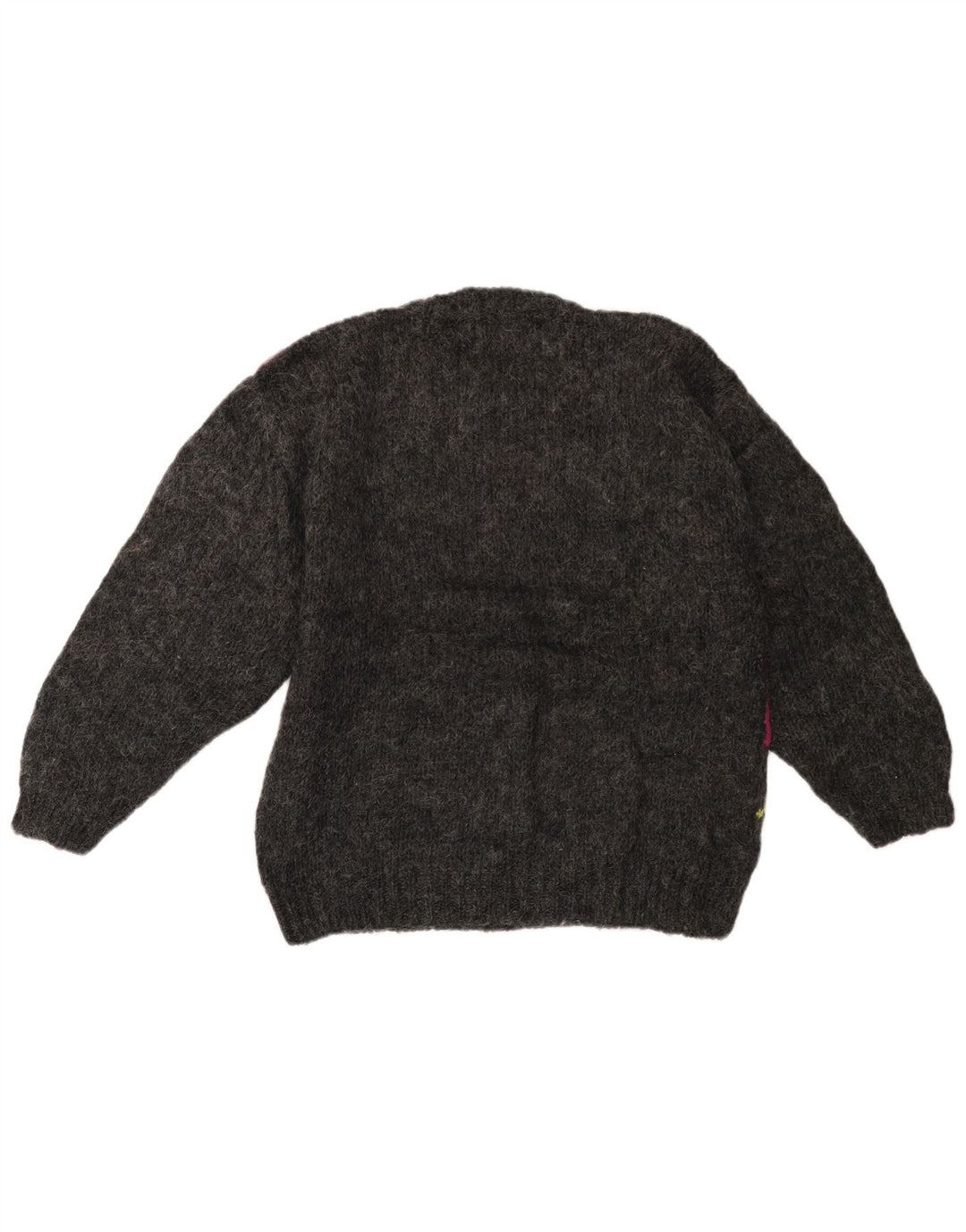 Maglione maglione girocollo da donna VINTAGE UK 14 Large Grey Colourblock