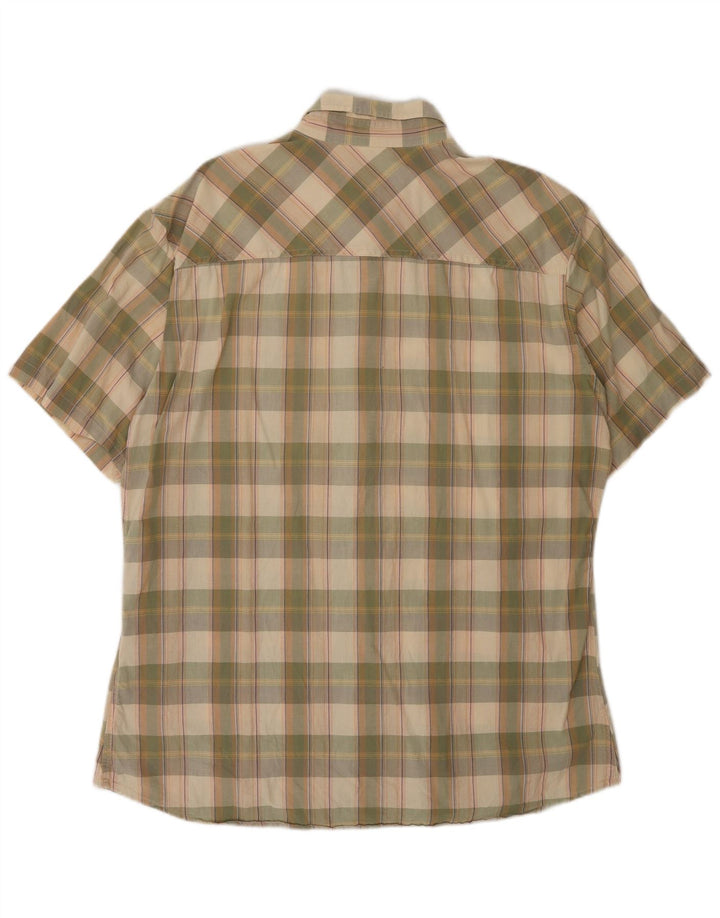 Camicia a maniche corte da uomo Marlboro Classics 2XL cotone a quadri verdi