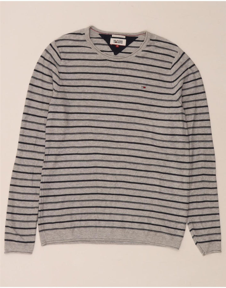 TOMMY HILFIGER Maglione da uomo girocollo in cotone a righe grigio medio