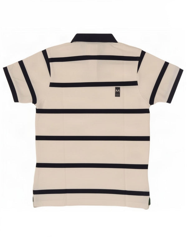Polo da uomo Rifle grande in cotone a righe bianche