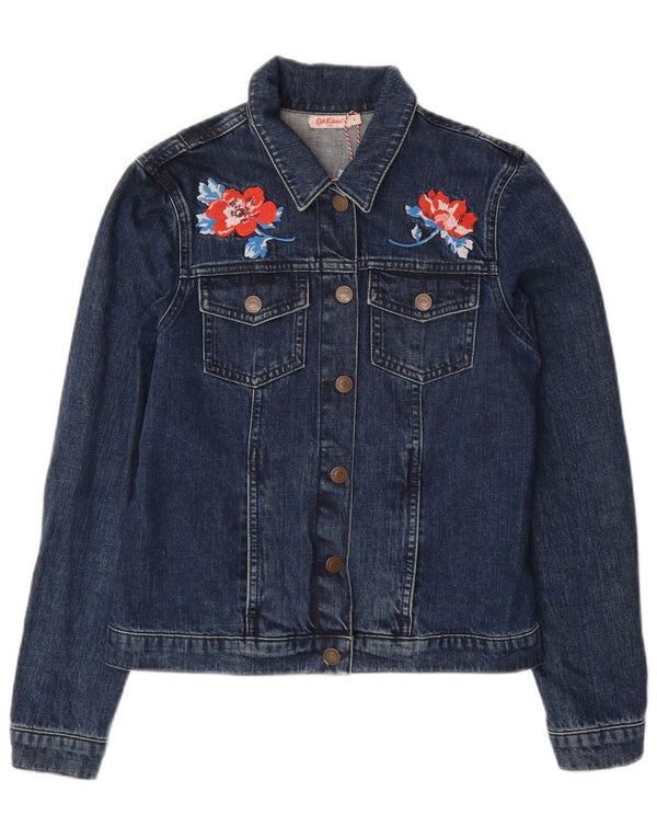 Cath Kidston Womens Denim Jacket UK 8 Small Navy Blue Floral Cotton