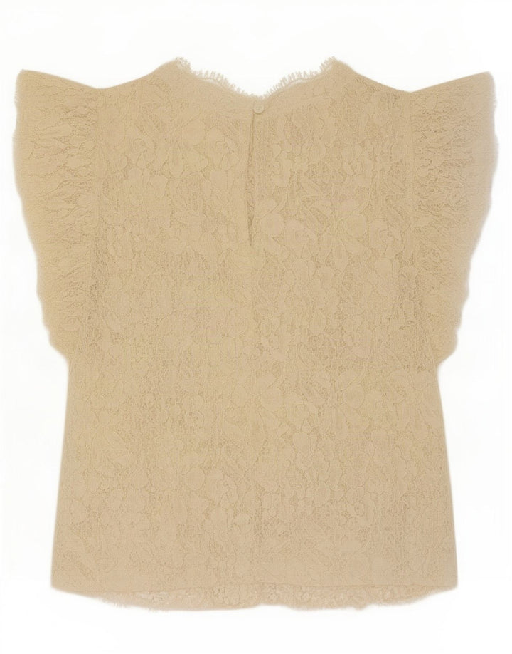 Top corto in camicetta di pizzo da donna Zara UK 12 Beige medio floreale