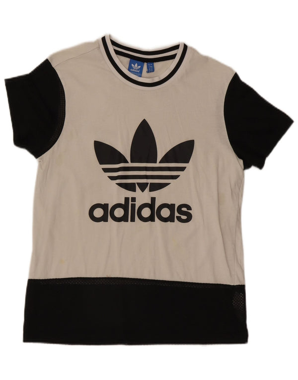 T-shirt grafica da donna Adidas Top UK 8 Small White Colourblock in cotone