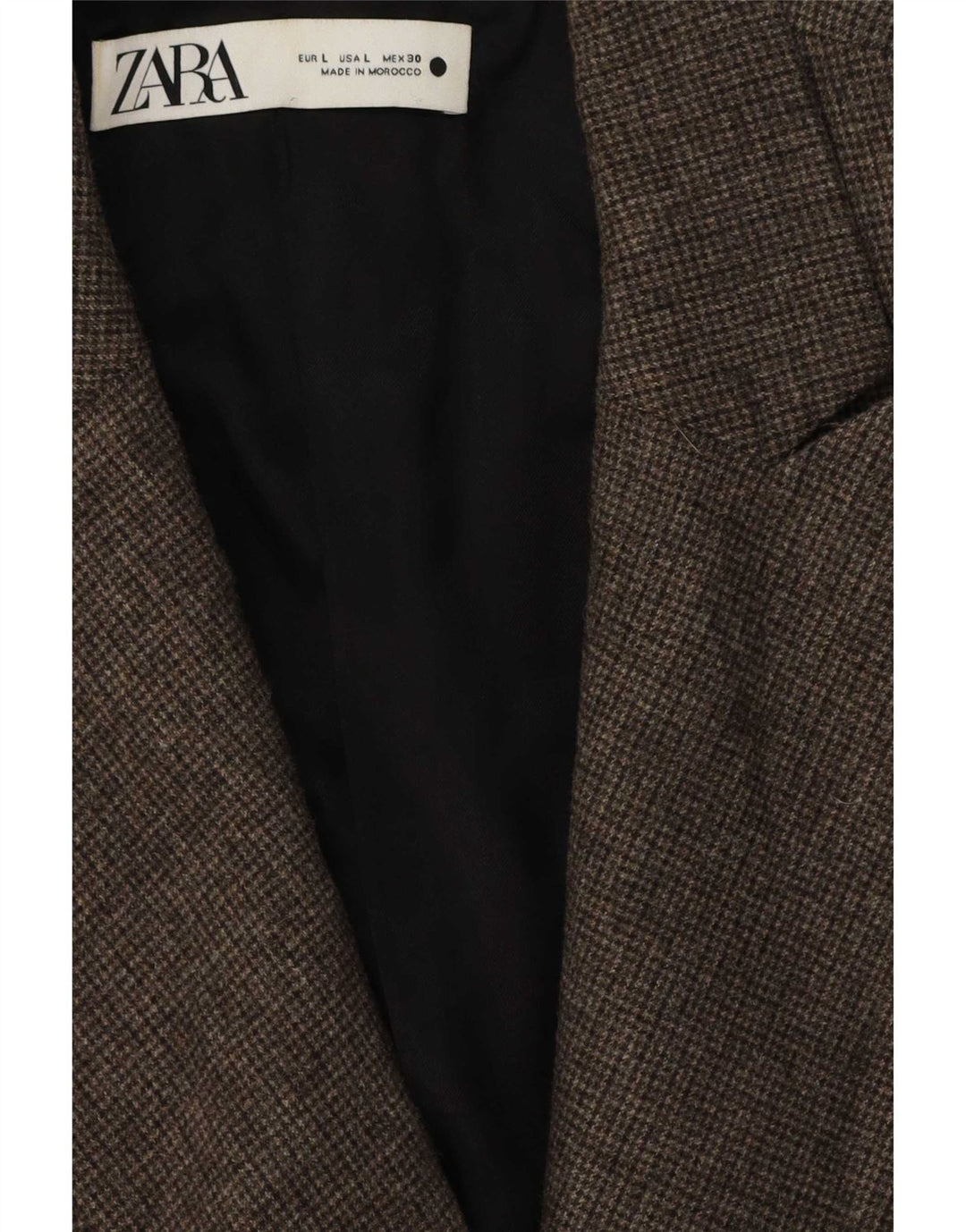 Giacca blazer doppiopetto da donna Zara UK 16 grande pied de poule marrone