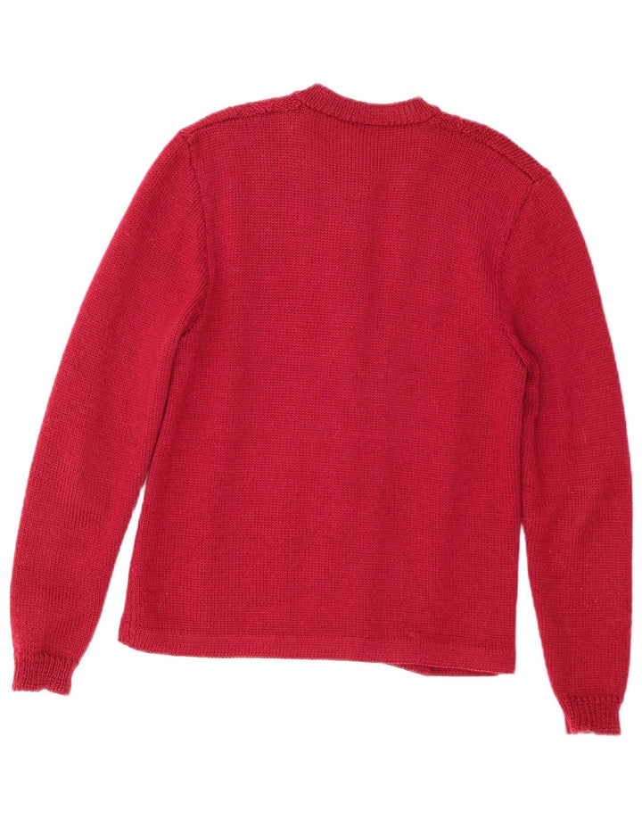 Maglione cardigan da donna VINTAGE UK 14 rosso medio
